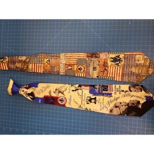 Eagles Wings Patriotic American Flag Silk Necktie Set 2pc‎ Mens Neck Tie